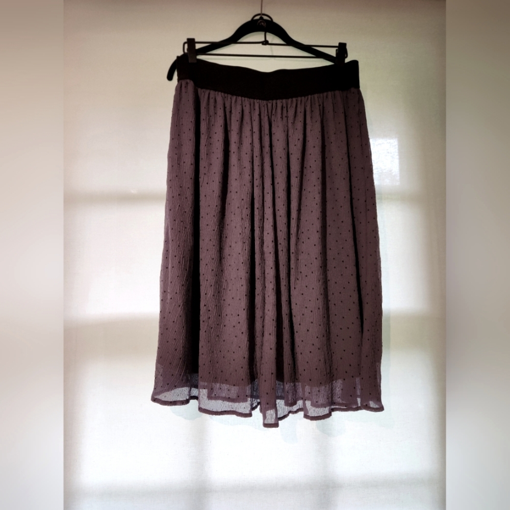 Indigo/small polka dot midi skirt